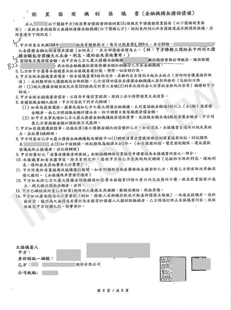 中國信託前置協商
